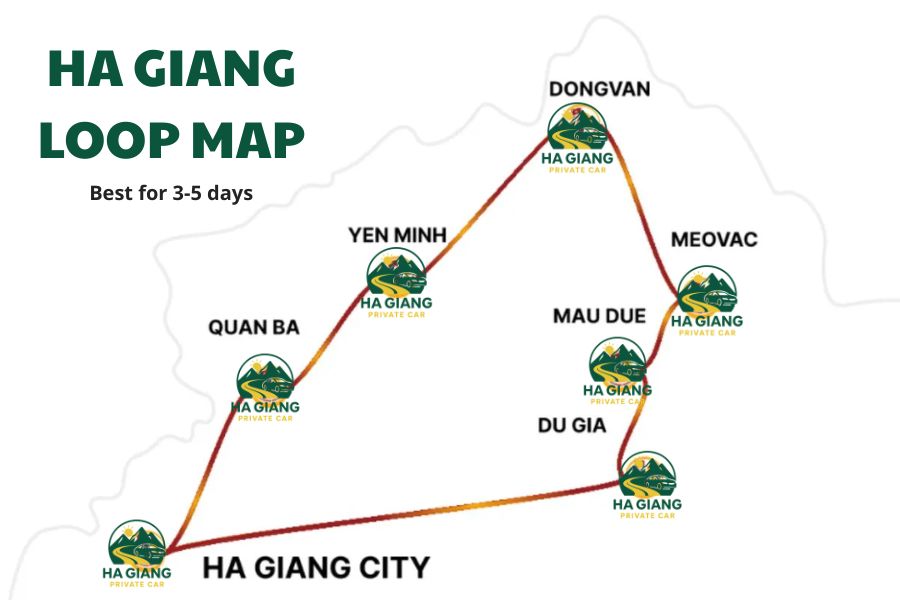 Ha Giang Loop Map - Ha Giang Private Car